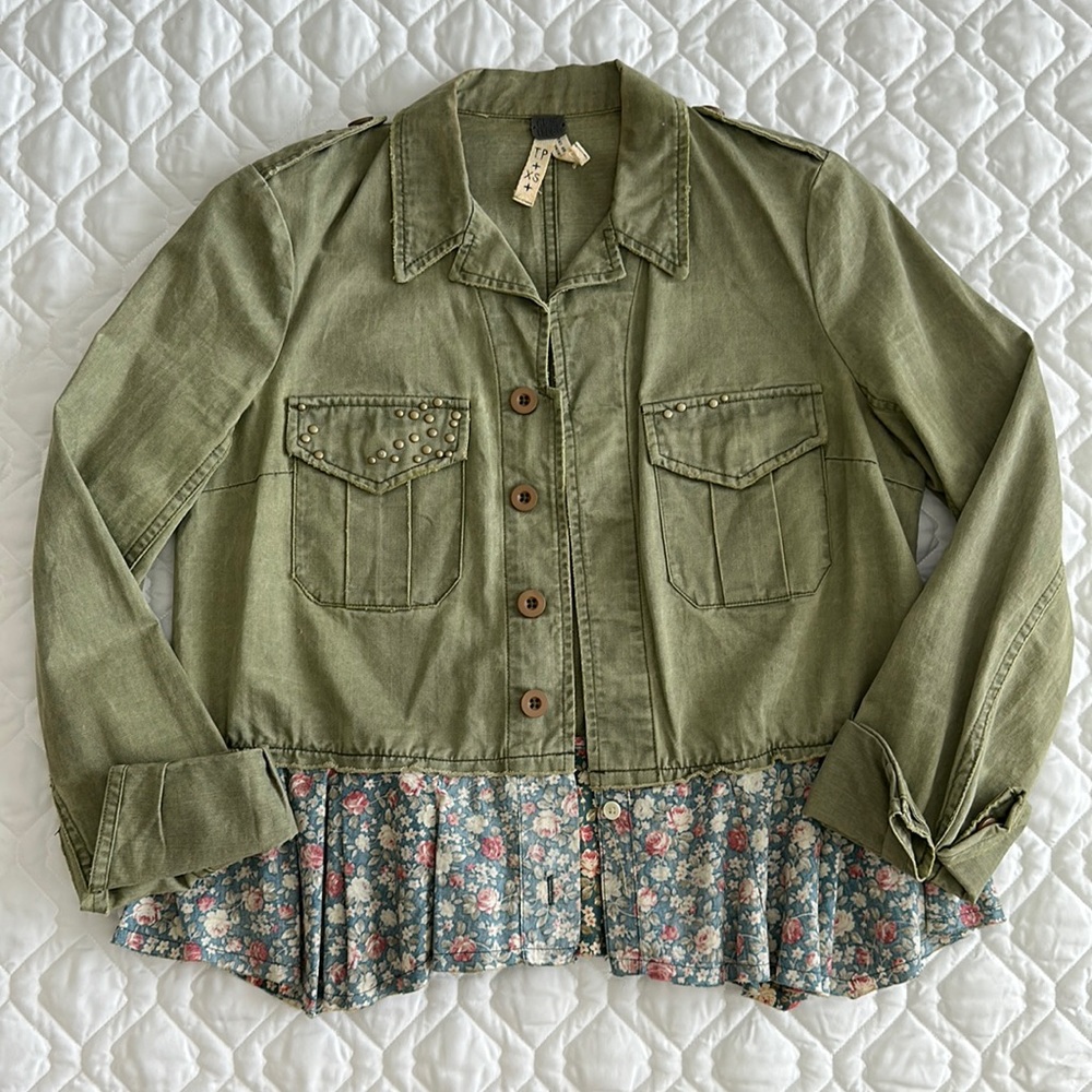 We The Free Distressed Floral Jacket